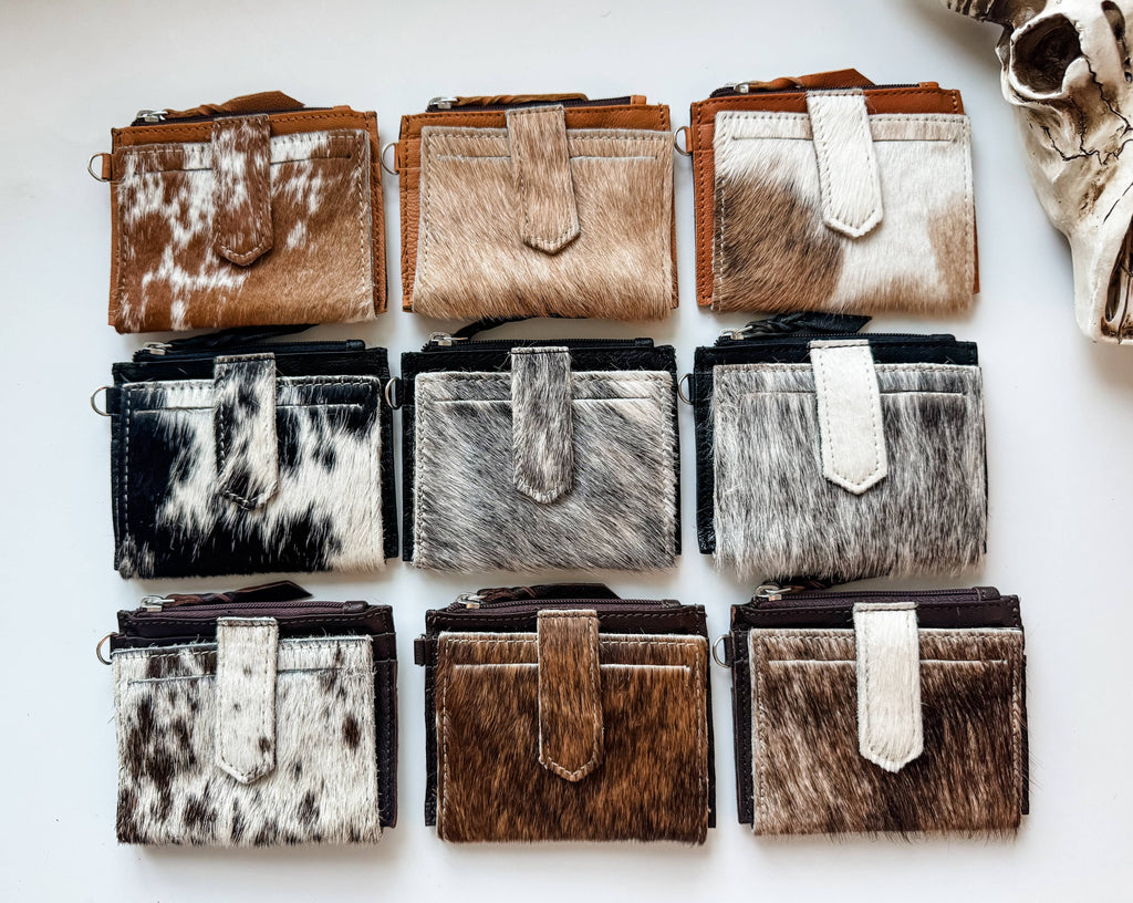 Western Cowhide Leather Wristlet Wallet Money Coins