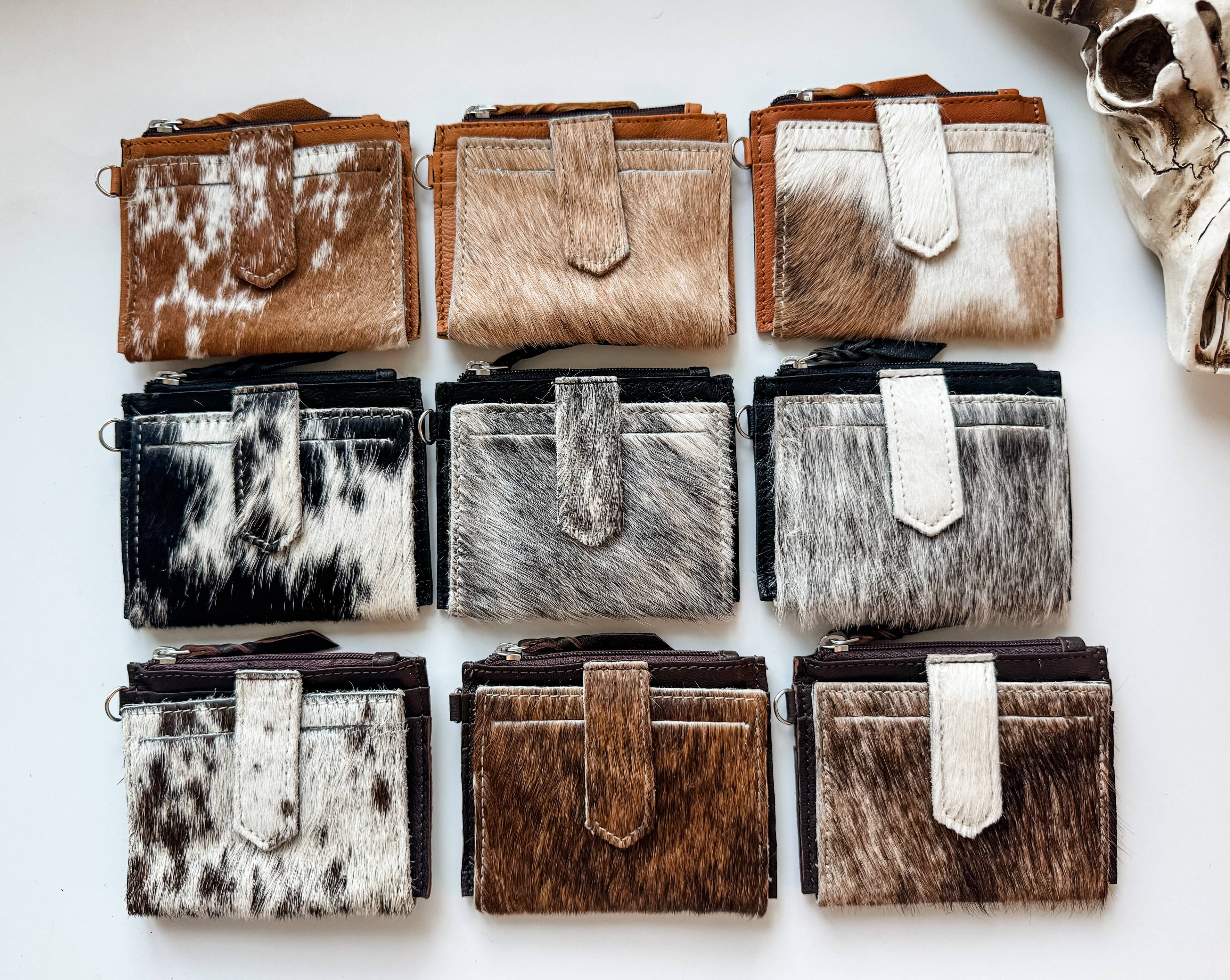 Western Cowhide Leather Wristlet Wallet Money Coins