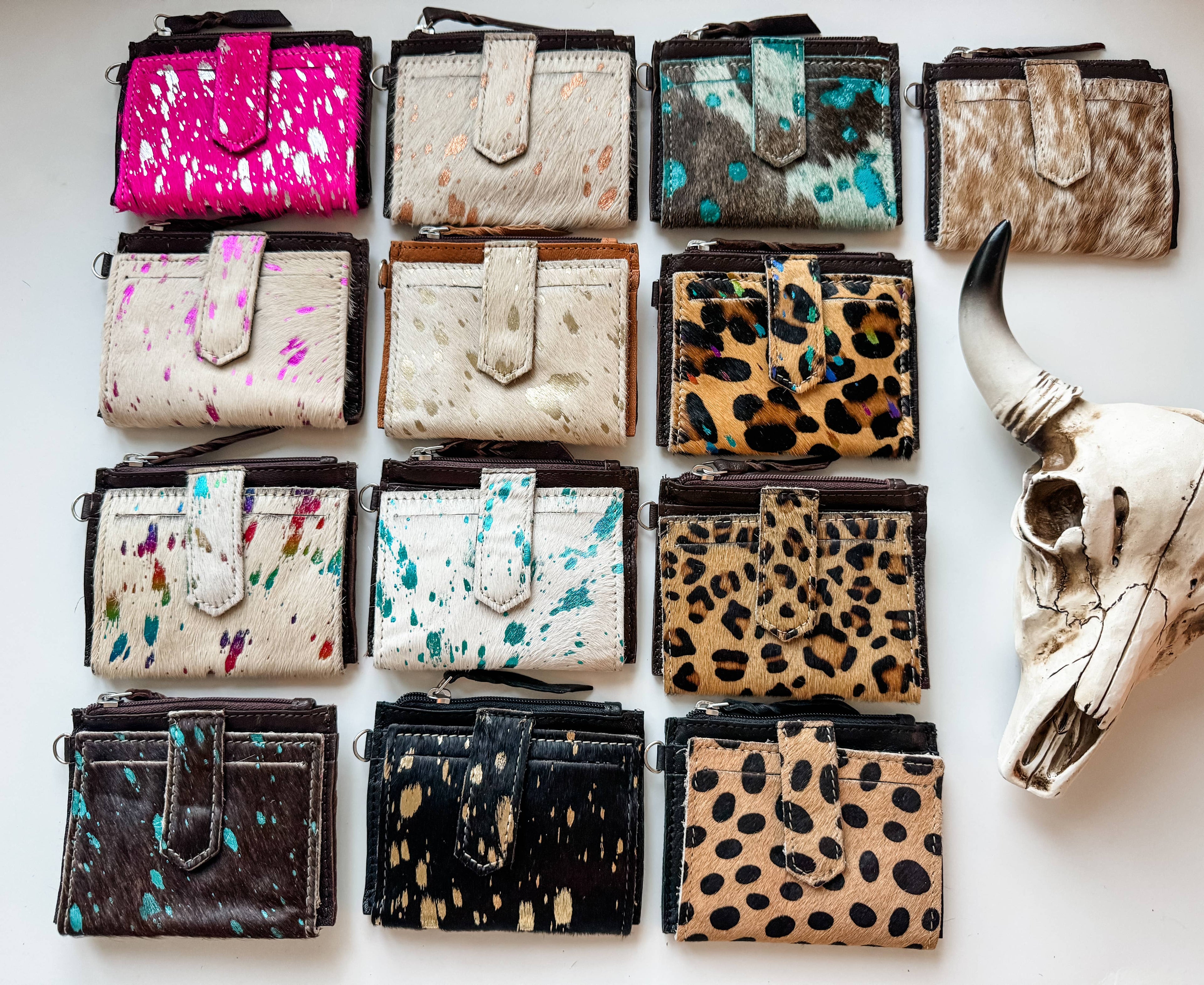 Western Cowhide Leather Wristlet Wallet Money Coins