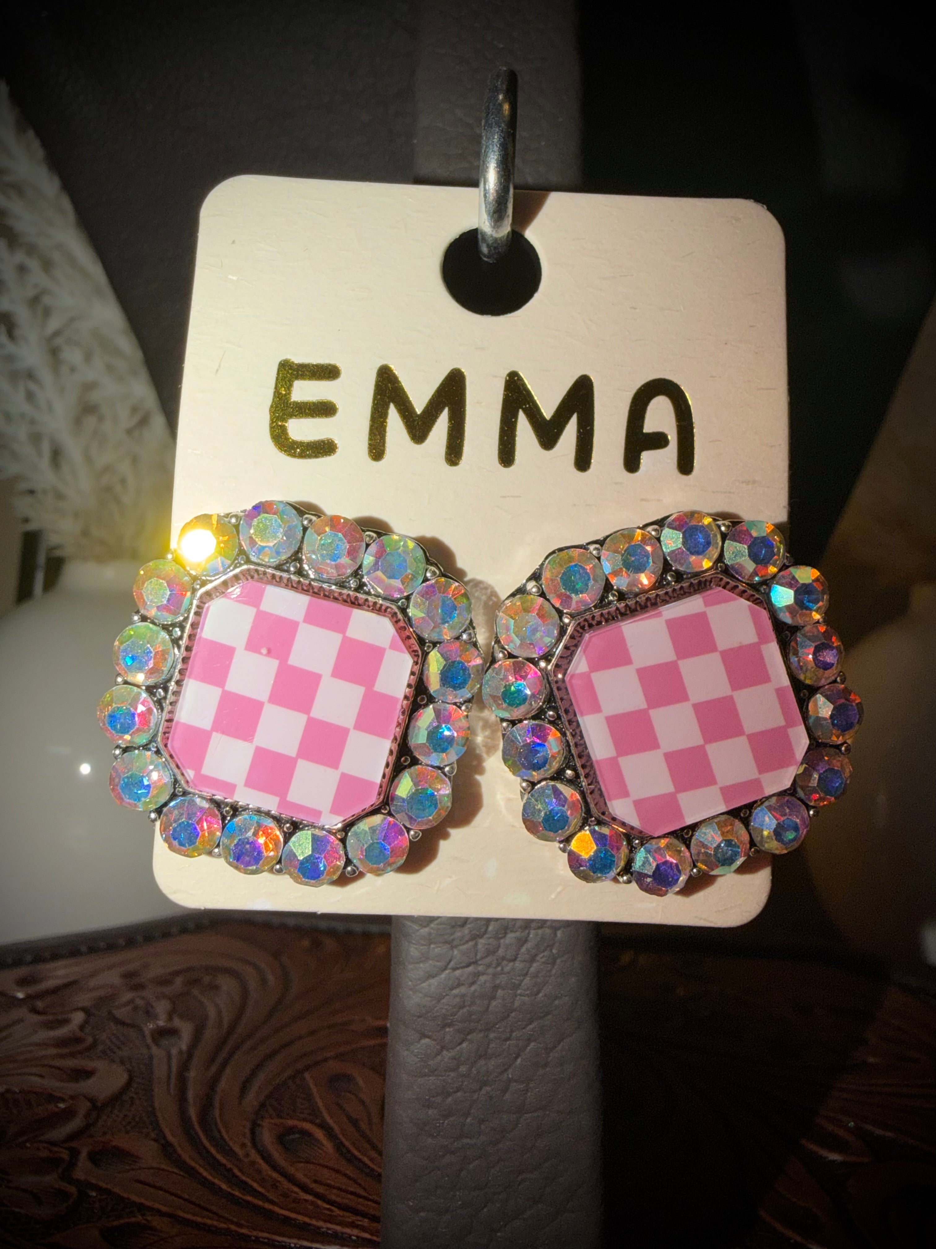 Jeweled Checkered Earrings