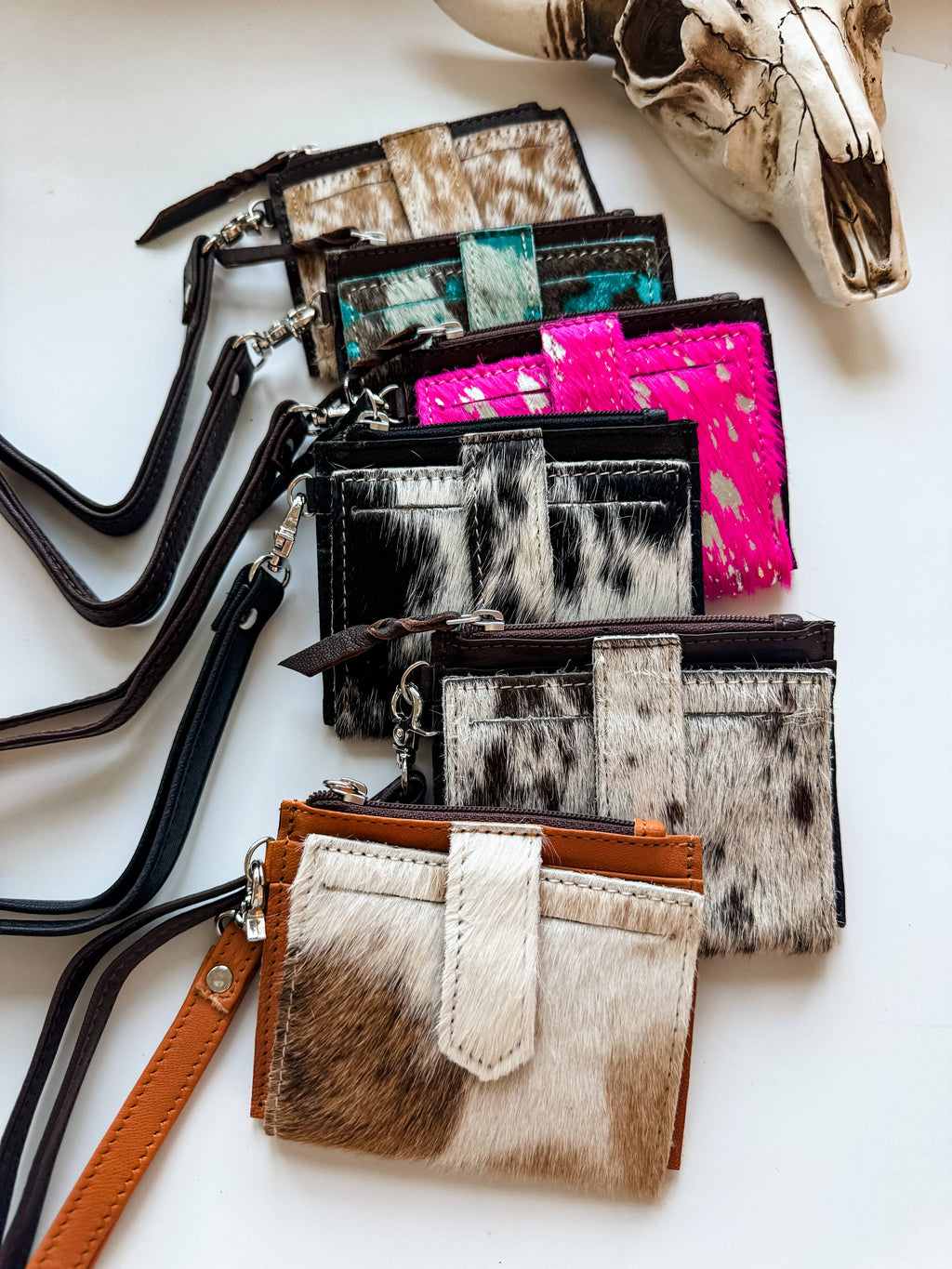 Western Cowhide Leather Wristlet Wallet Money Coins