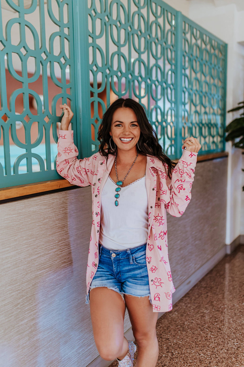 MK572 3D Print Branded Corduroy Shacket