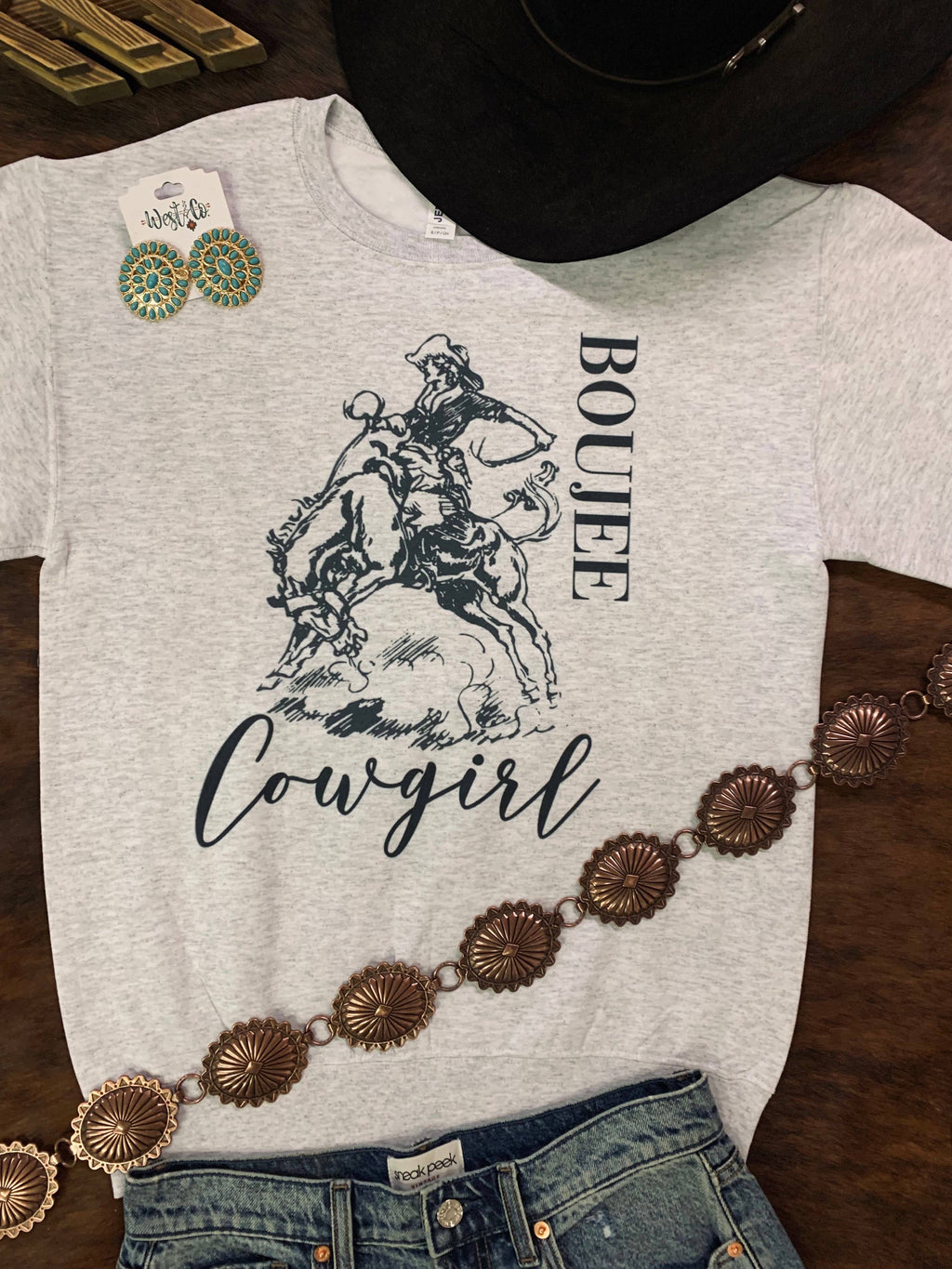 Boujee Cowgirl Western Graphic Sweatshirt