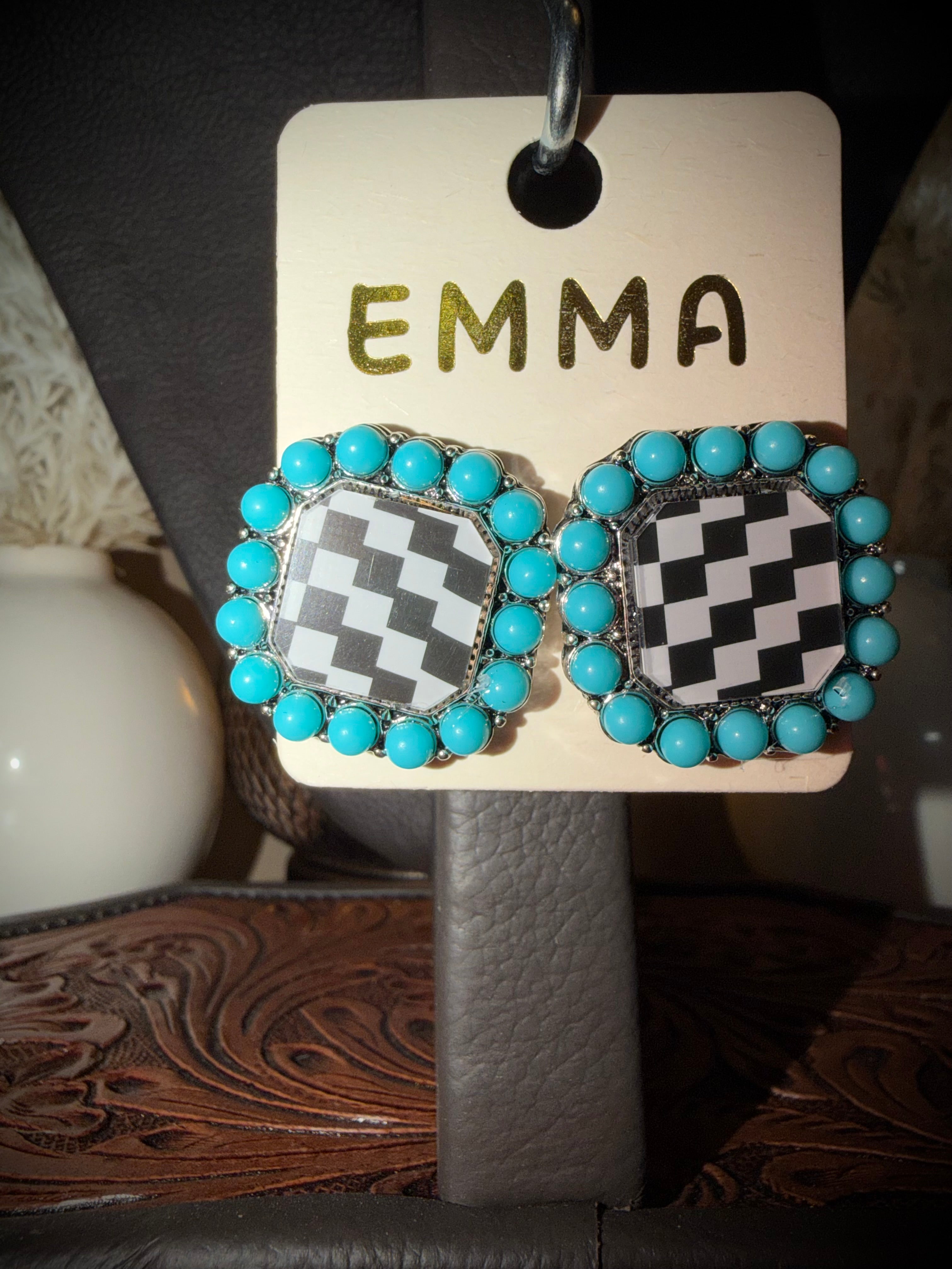 Jeweled Checkered Earrings