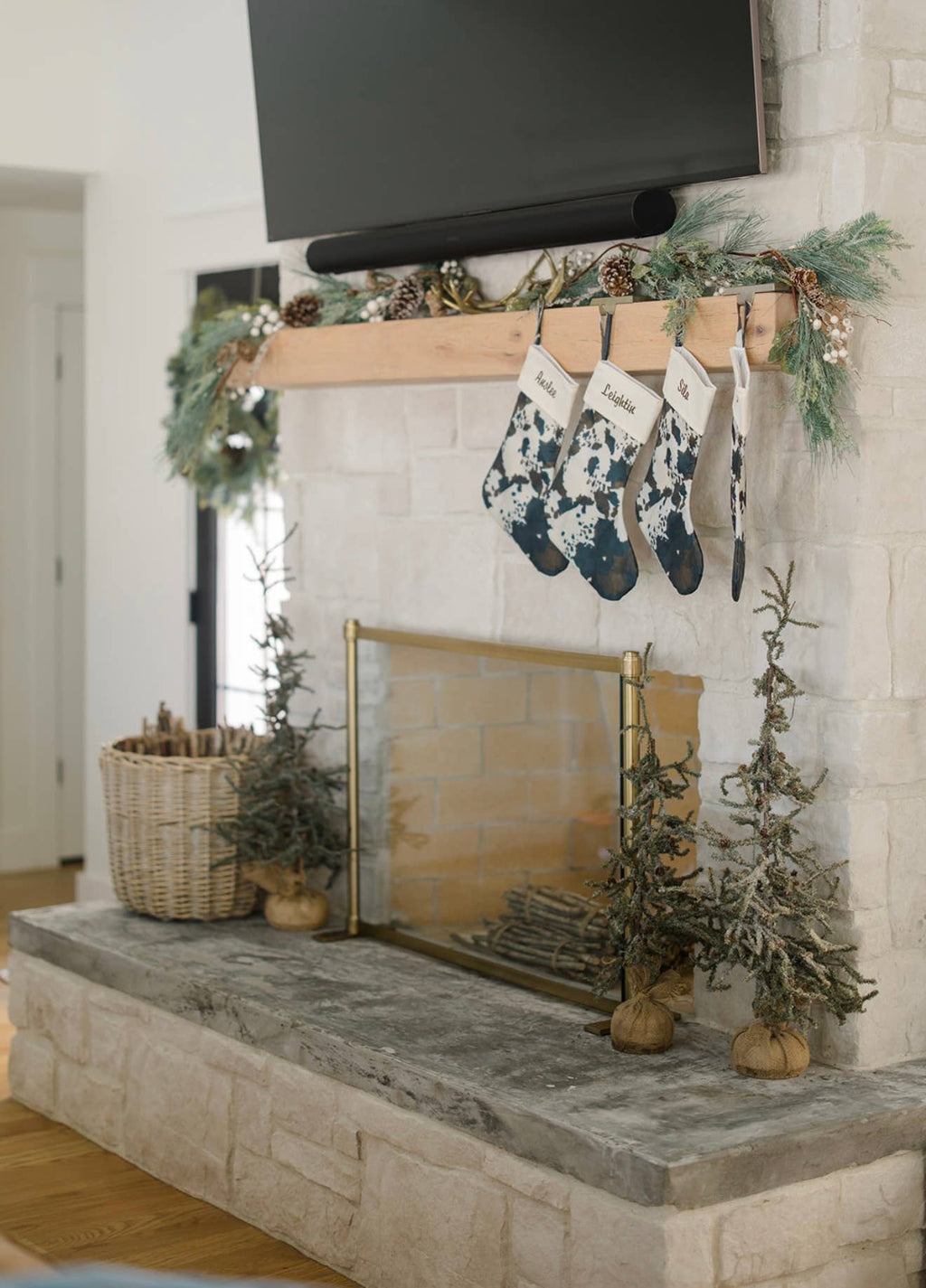 Brown Cowhide Christmas Stocking