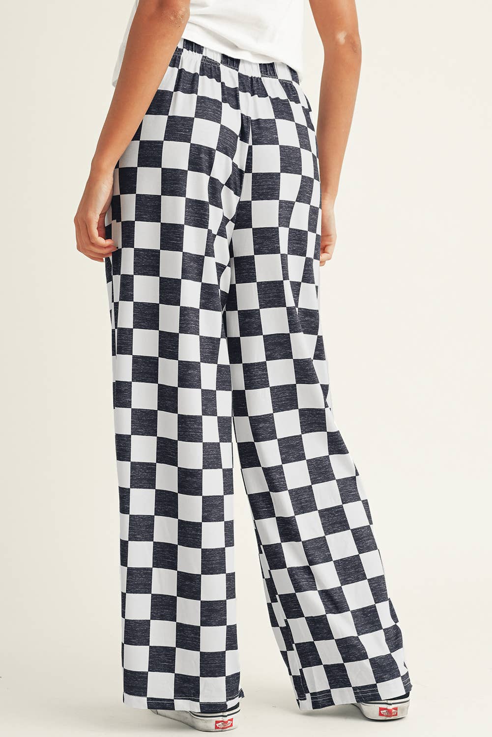 LDC 2-Tone Checked Print High Waist Wide Leg Pants