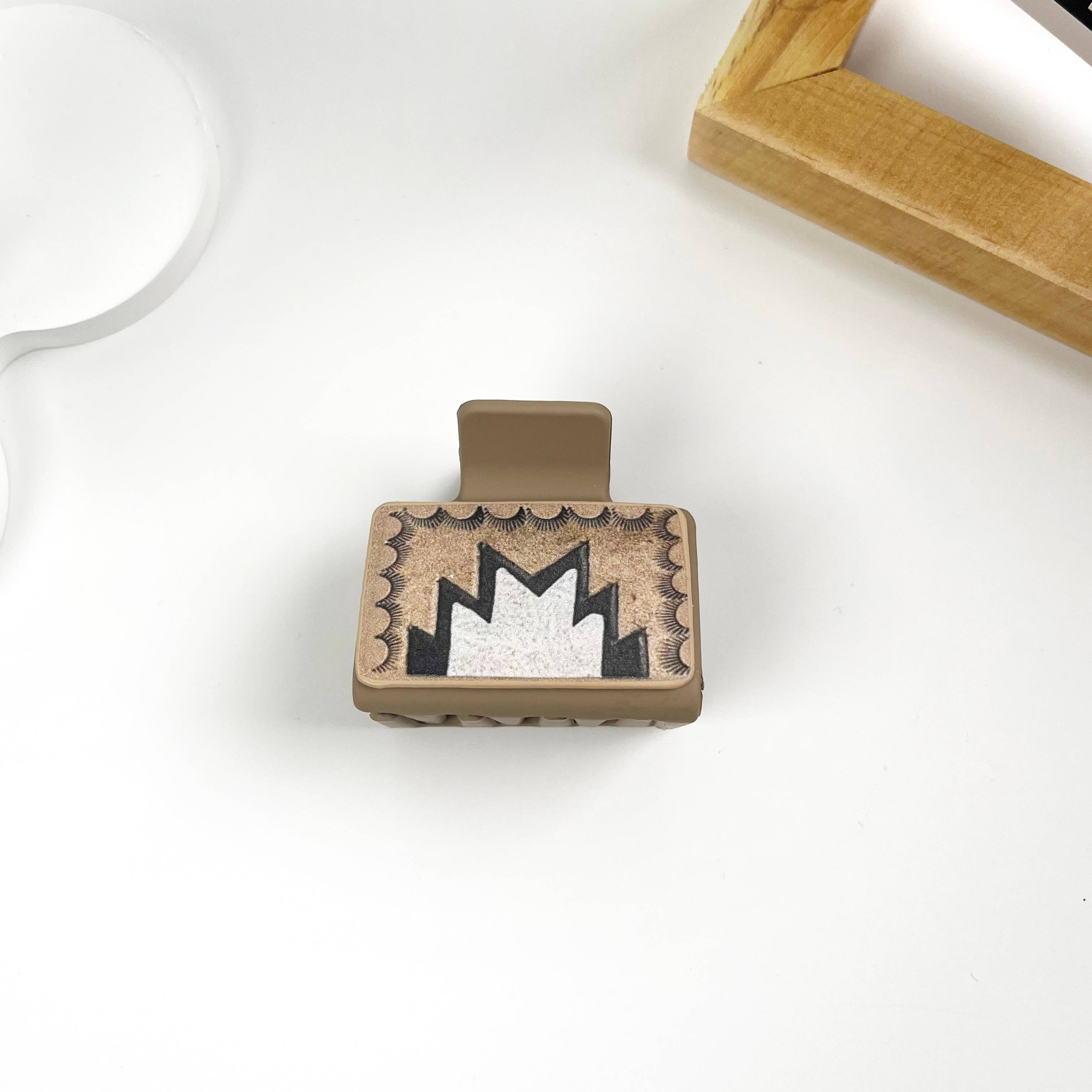 Western cowboy style leather square hair claw clip